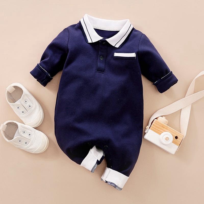 Jumpsuit Tay Dài 100% Cotton Cho Bé Trai Từ 0-24 Tháng Tuổi