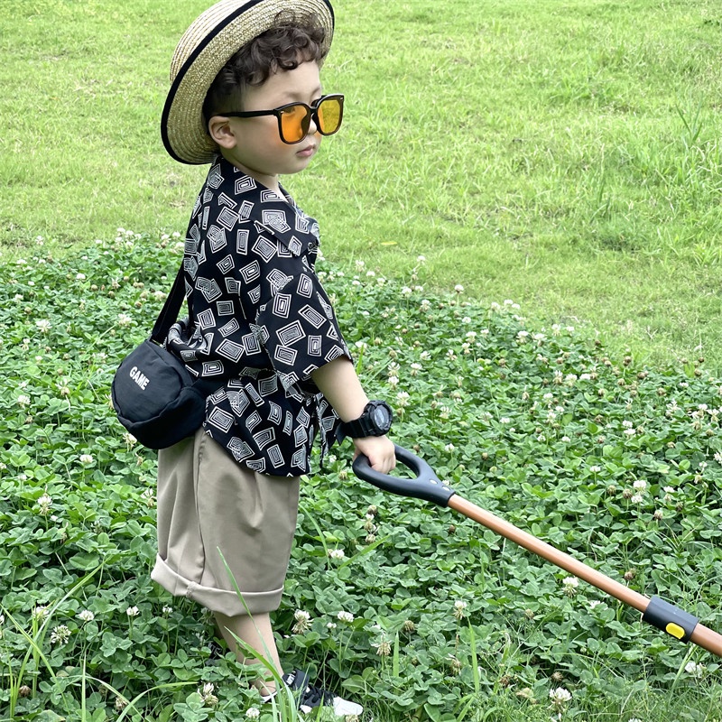 Cậu Bé 1-8 TuổI Retro áo Sơ Mi NgắnTay