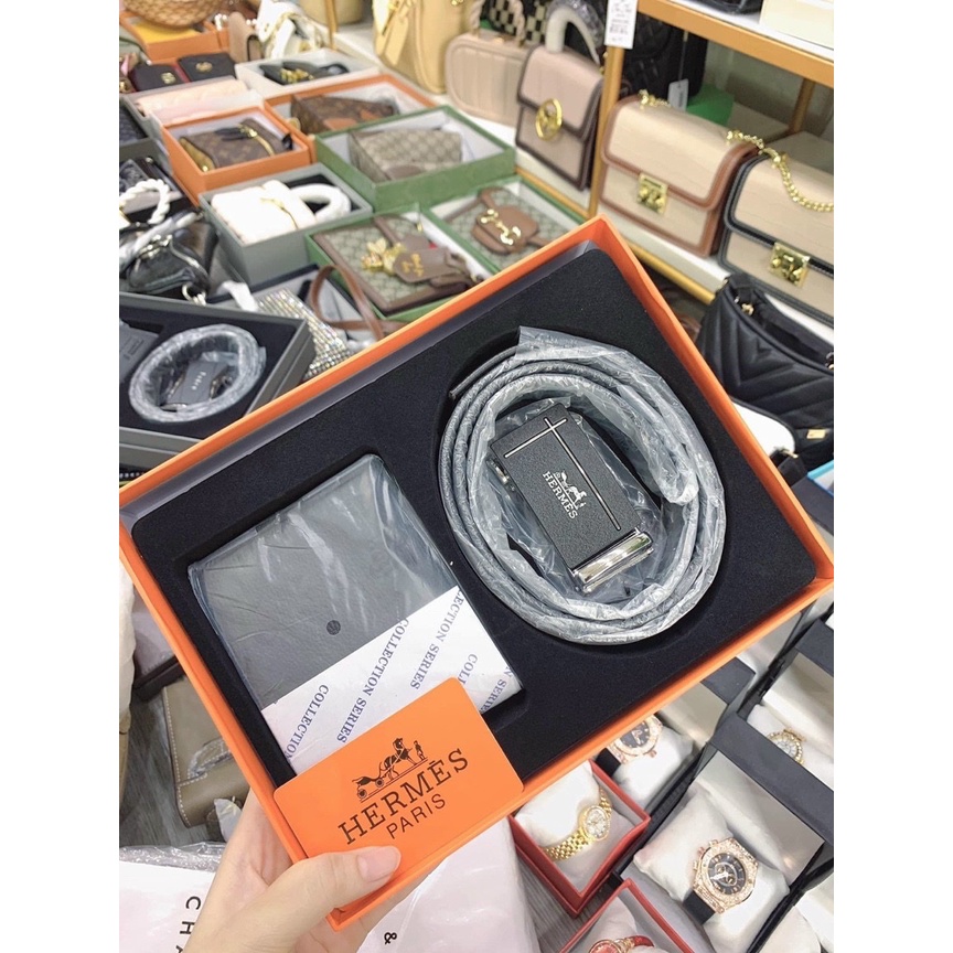 Set nịt thắt lưng nam kèm ví+ Túi giấy hãng #pedro hm fullbox