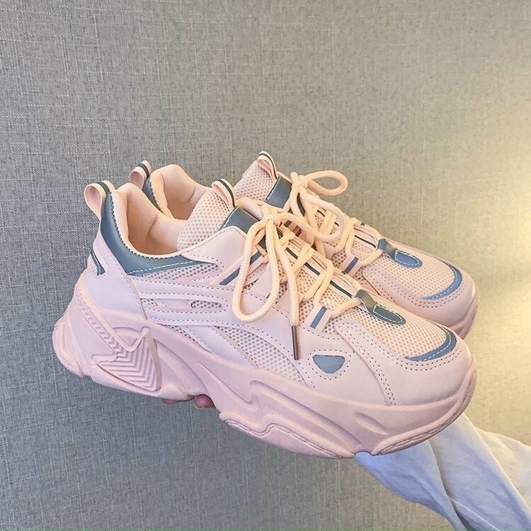 [Mã FAMAYWA2 giảm 10k đơn từ 50k] Giầy thể thao nữ, giầy vạch phản quang 3 màu đen, hồng, xám độn đế 5cm - a31 | BigBuy360 - bigbuy360.vn