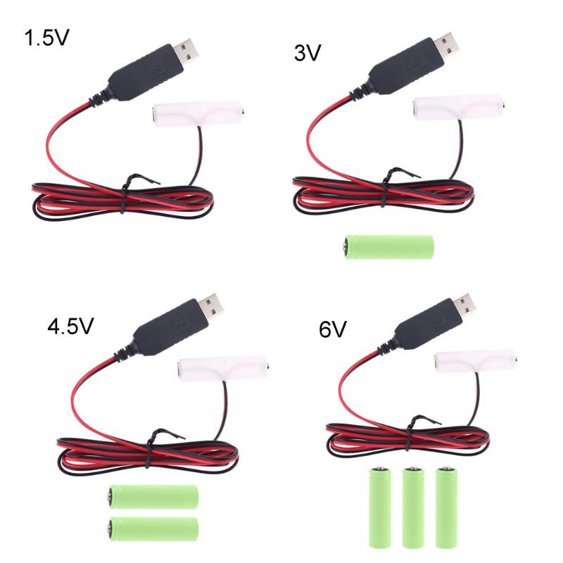 Dây Cáp Nối Pin Lr6 Aa 2m Usb Dài 1 Đến 4 Pin Aa