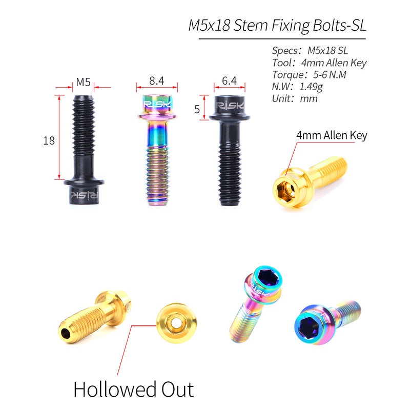 Ốc Vít Bằng Titan M5X18 Mm Cố Định Tay Lái Xe Đạp Leo Núi TC4 SL