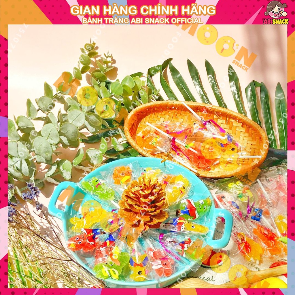 combo 5 cây kẹo dẻo hương trái cây hình thú dạng bướm và cá kẹo tuổi thơ