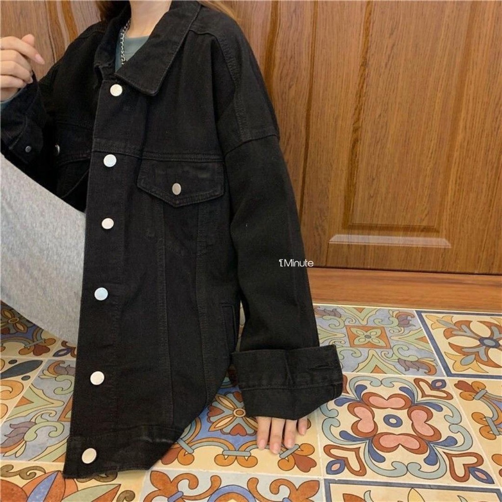 Áo khoác jeans Unisex Ulzzang - Áo khoác bò nam nữ phong cách thời trang trẻ trung 1Minute