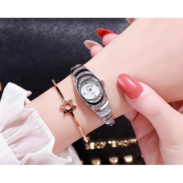 ĐỒNG HỒ NỮ DÂY KIM LOẠI DZG 3 TẦNG NGỌC D381 LẮC TAY SIÊU ĐẸP | BigBuy360 - bigbuy360.vn