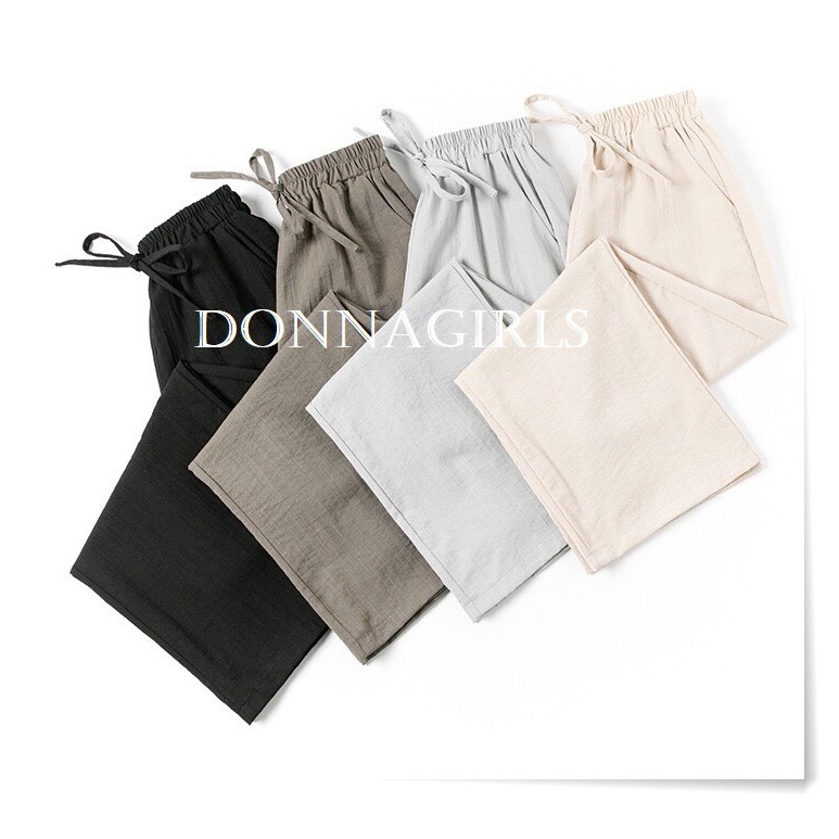 Quần dài nữ ống rộng suông Culottes vãi đũi xước cực thoáng mát hottren DONNAGIRLS QO04