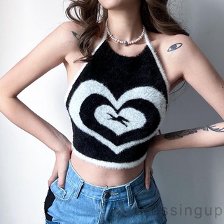 Áo Tank Top Cổ Yếm Không Tay Hở Lưng Hình Trái Tim Size S/M/L Mùa Hè Cho Nữ