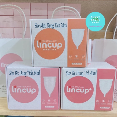 Cốc nguyệt san LinCup Sesitive Lincup nhập khẩu mỹ 100% chính hãng đủ 3 size