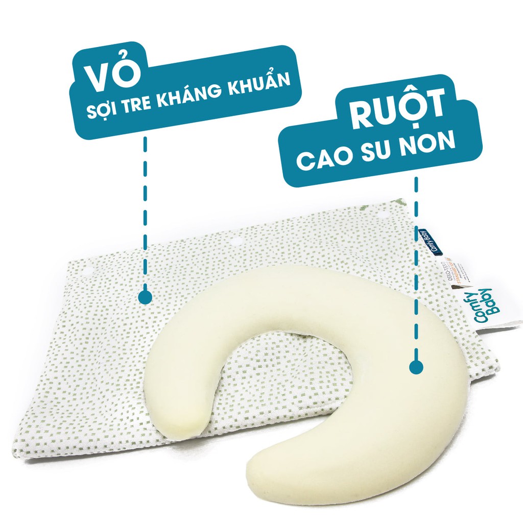 Gối lõm chống bẹt đầu cho bé sơ sinh kiêm kê tay cho bé bú - Air mesh siêu Bamboo siêu thoáng kháng khuẩn Comfybaby- N04