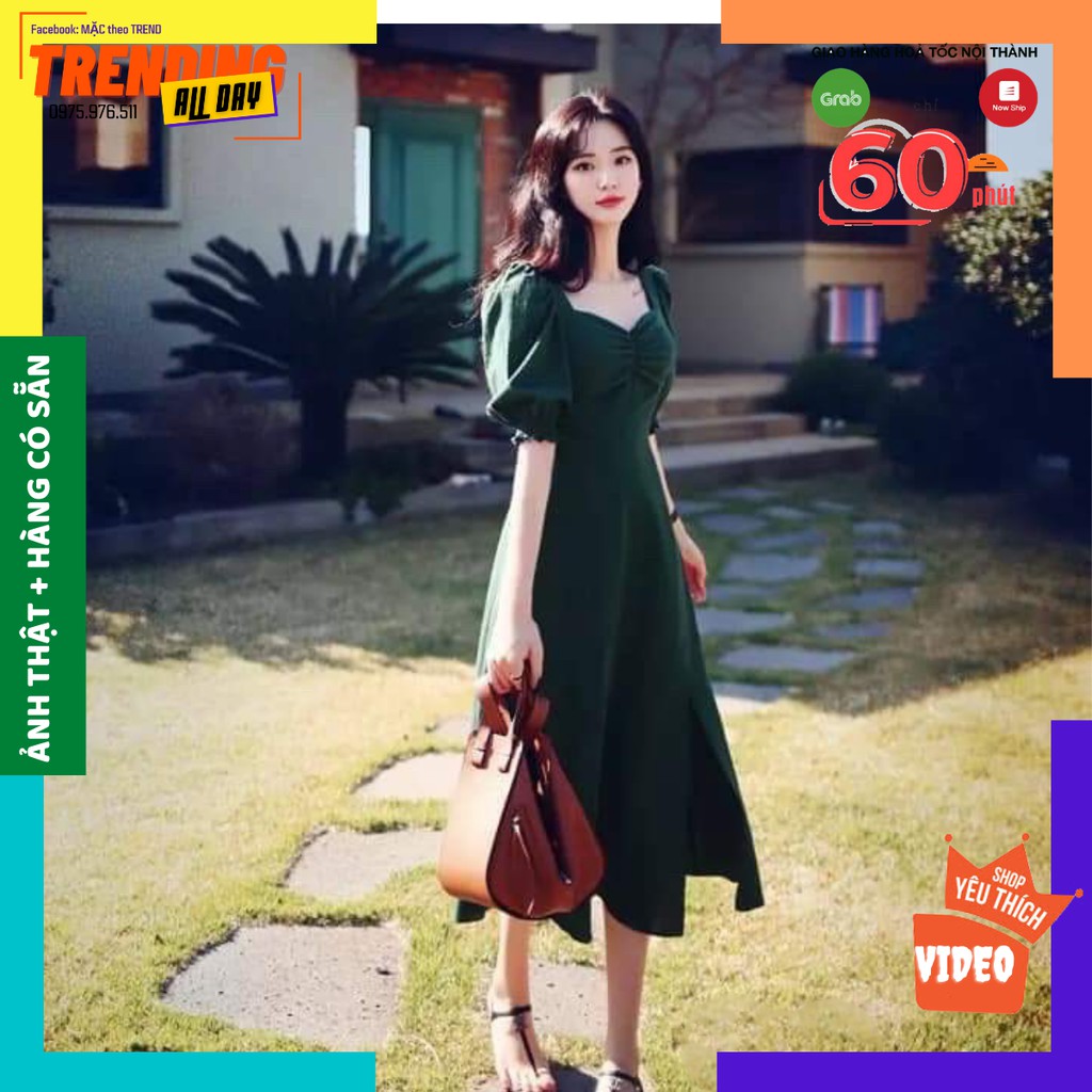Đầm dáng dài tay lỡ, màu xanh, lạ mắt, nổi bật, tôn da, tôn dáng mặc thì chỉ có xinh đẹp thôi ạ. | BigBuy360 - bigbuy360.vn