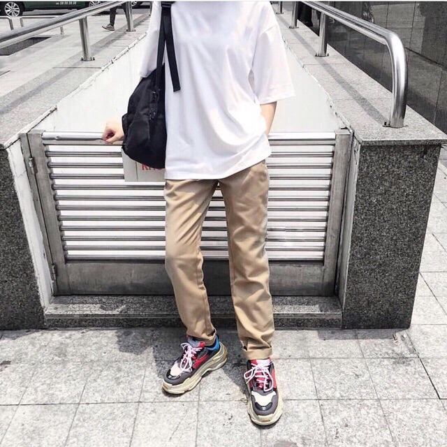 ÁO TEE OVERSIZED BASIC TRẮNG ĐEN UNISEX | BigBuy360 - bigbuy360.vn