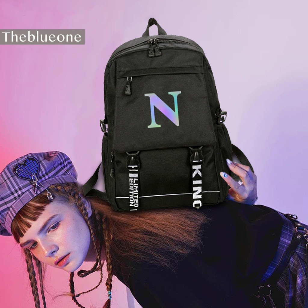 Balo Đi Học Ulzzang Thời Trang Unisex Hàn Quốc Logo Phát Sáng, Có Ngăn Chống Sốc Laptop Chống Nước Dùng Đi Chơi Du Lịch