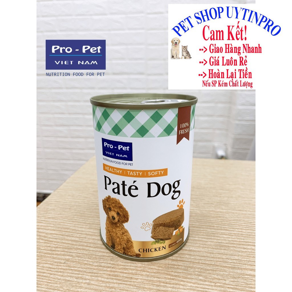 PATE CHO CHÓ MỌI LỨA TUỔI Pro-Pet Vị thịt gà Lon 400g Xuất xứ Việt Nam