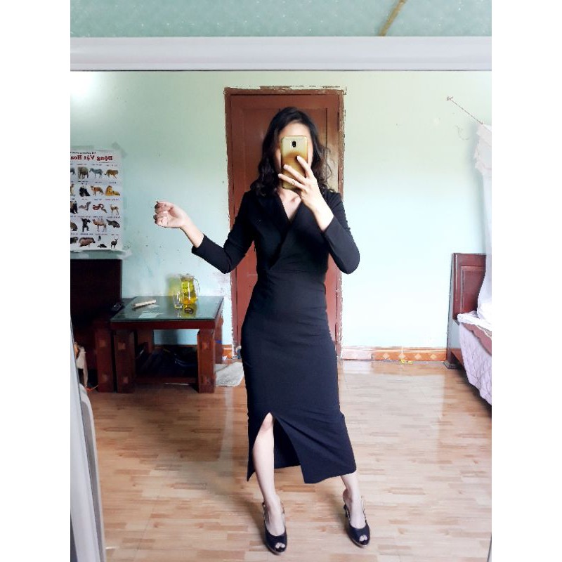 Đầm body cổ vest size S