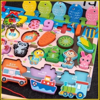 Đồ chơi cho bé thông minh câu cá gỗ lắp ghép số học đếm tăng khả năng ghi nhớ và tư duy cho bé