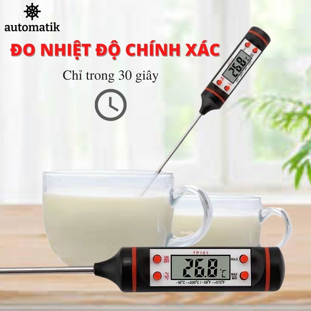 Nhiệt Kế Đo Nhiệt Độ Chất Lỏng Sữa Cho Bé, Máy Đo Nhiệt Độ Thực Phẩm, Rượu, Dầu Ăn - Automatik