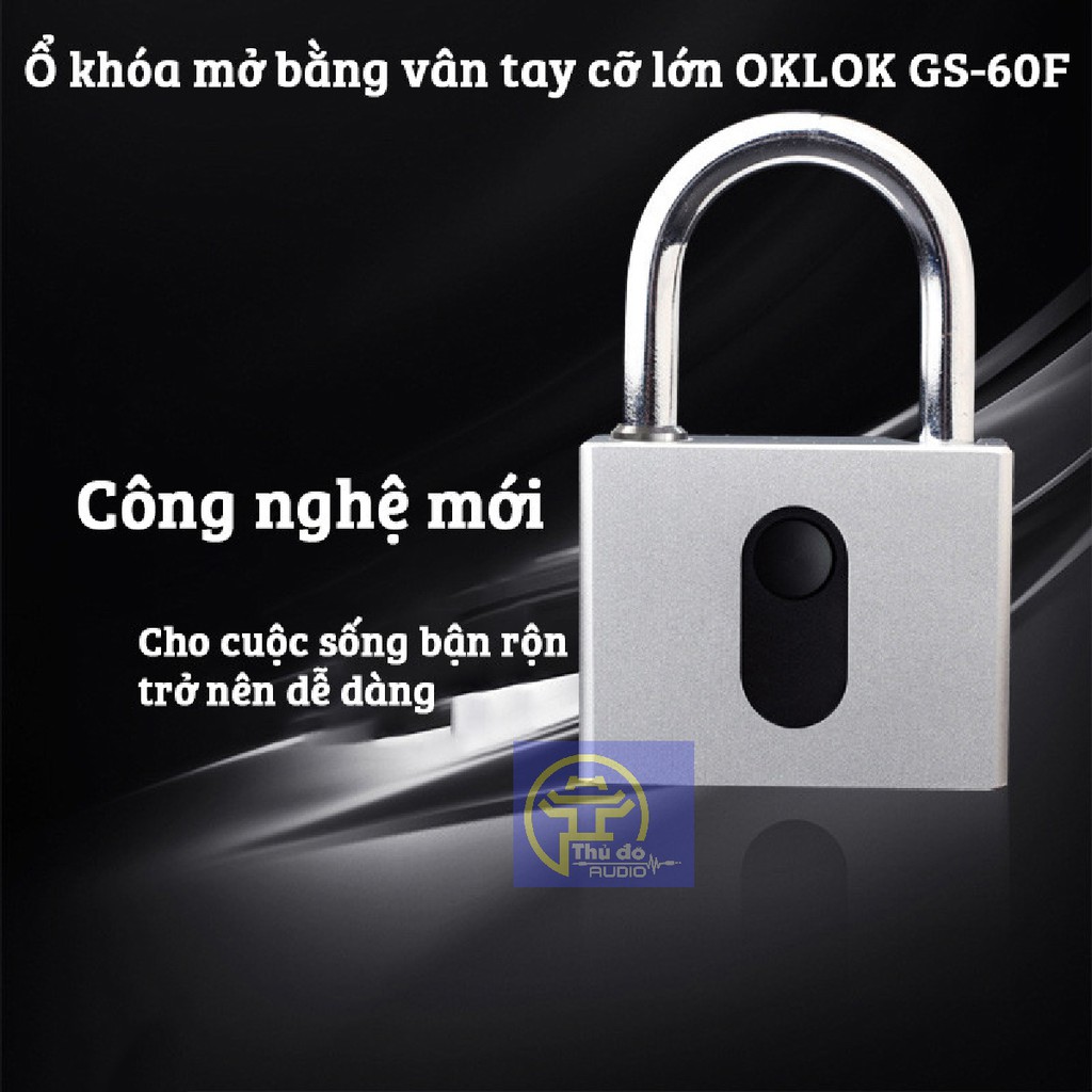 Ổ khóa vân tay thông minh cỡ lớn OKLOK GS60F chất liệu bằng thép không gỉ chống nước cảm biến 1 chạm