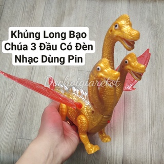 Đồ chơi khủng long 3 đầu phát ra nhạc có đèn nhấp nháy dùng pin