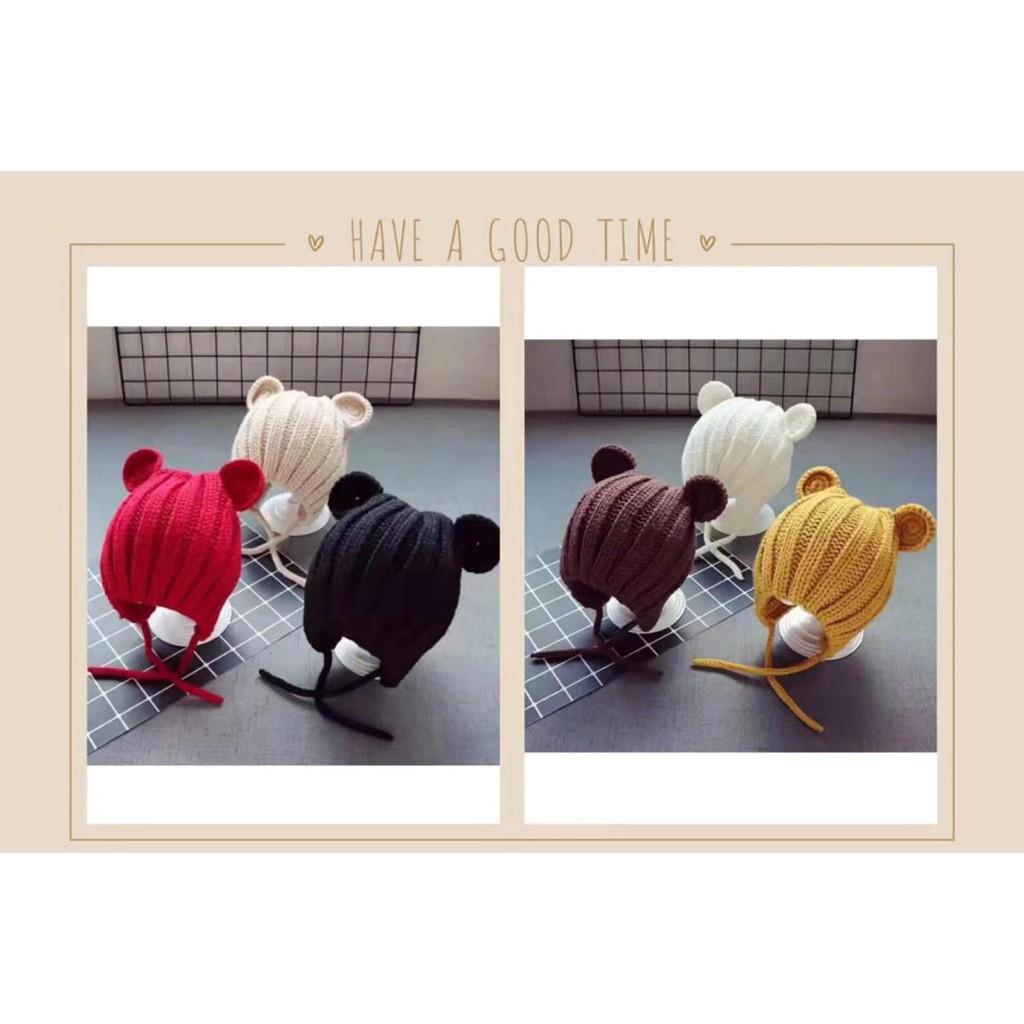 Sỉ mũ len tai gấu cho bé 1- 3 tuổi - nhiều màu - Duonghieu6789