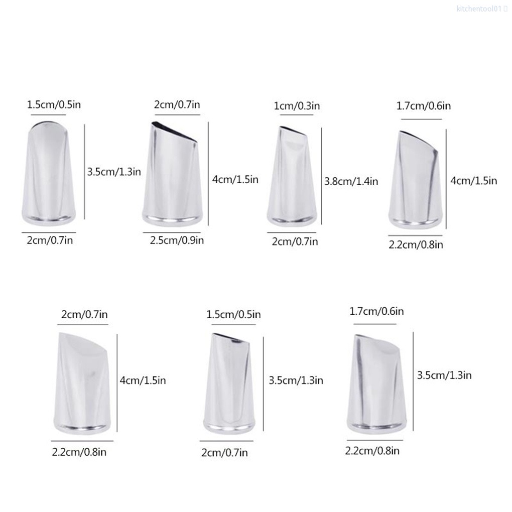 Set 7 Đui Bắt Kem Trang Trí Bánh Bằng Thép Không Gỉ Kèm Túi Đựng Tiện Dụng Cho Nhà Bếptool01