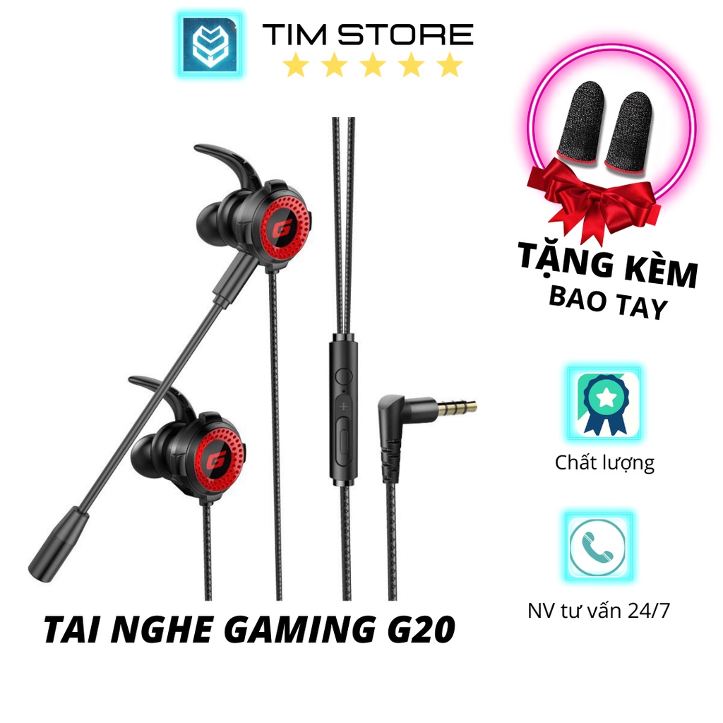 Tai nghe Gaming G20 có dây kèm Mic TIM STORE GAMING, Tai nghe chơi game thích hợp cho điện thoại và 