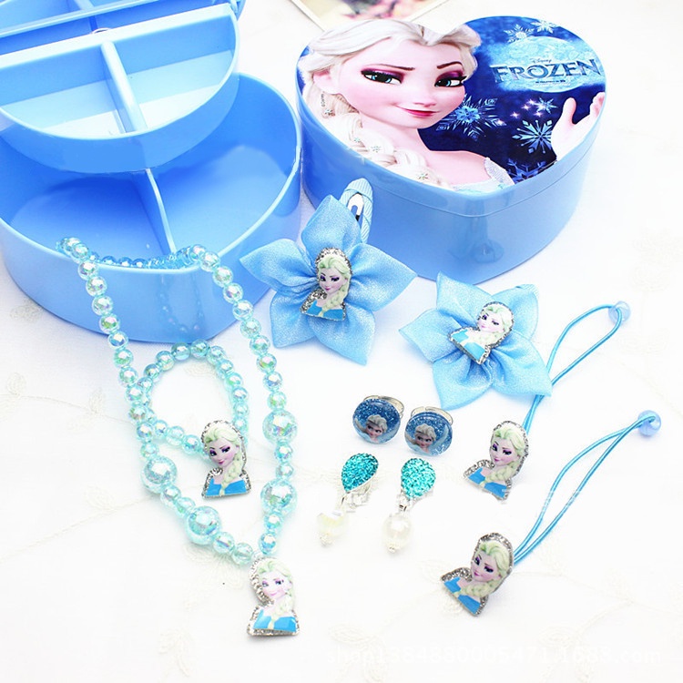 Hộp trang sức vòng cổ vòng tay dây buộc tóc kẹp tóc khuyên tai nhẫn siêu đáng yêu cho bé Hộp có gương và ngăn như hình