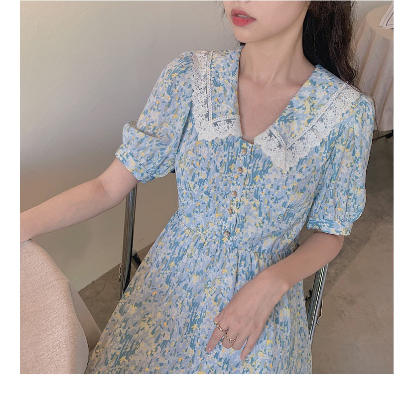 Summer new yellow floral chiffon ladies dress | BigBuy360 - bigbuy360.vn