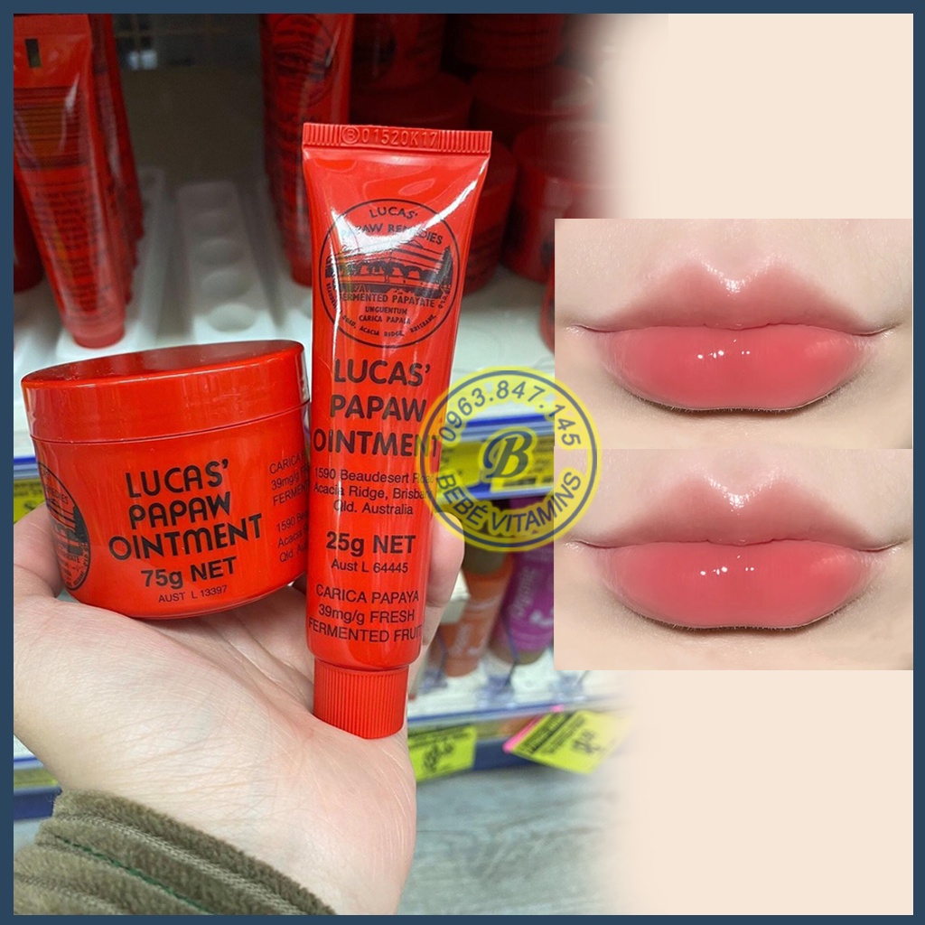 Kem dưỡng đa năng Lucas Papaw Ointment tuýp 25g và hũ 75g chiết xuất đu đủ