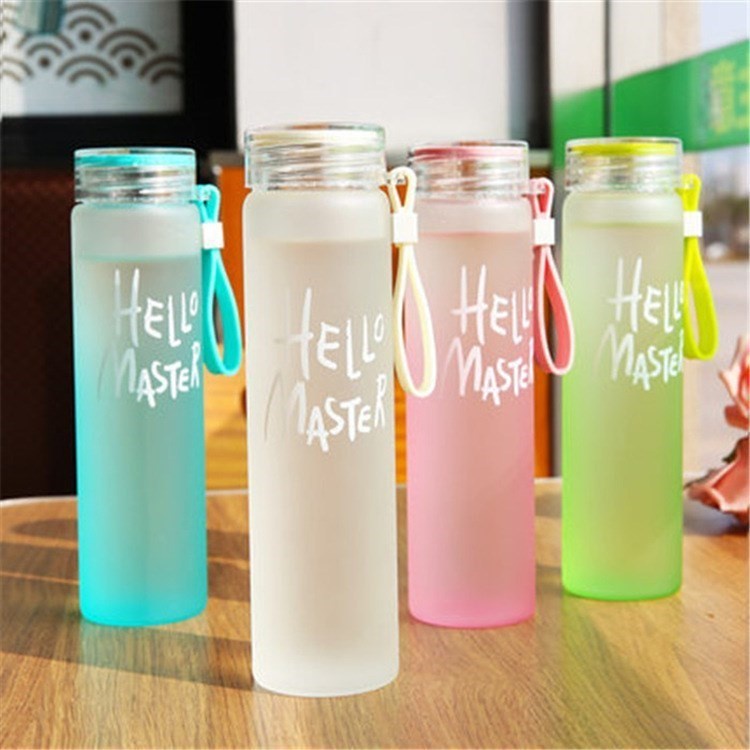 Bình Nước Thủy Tinh Trong Suốt Màu Gradient 480ml