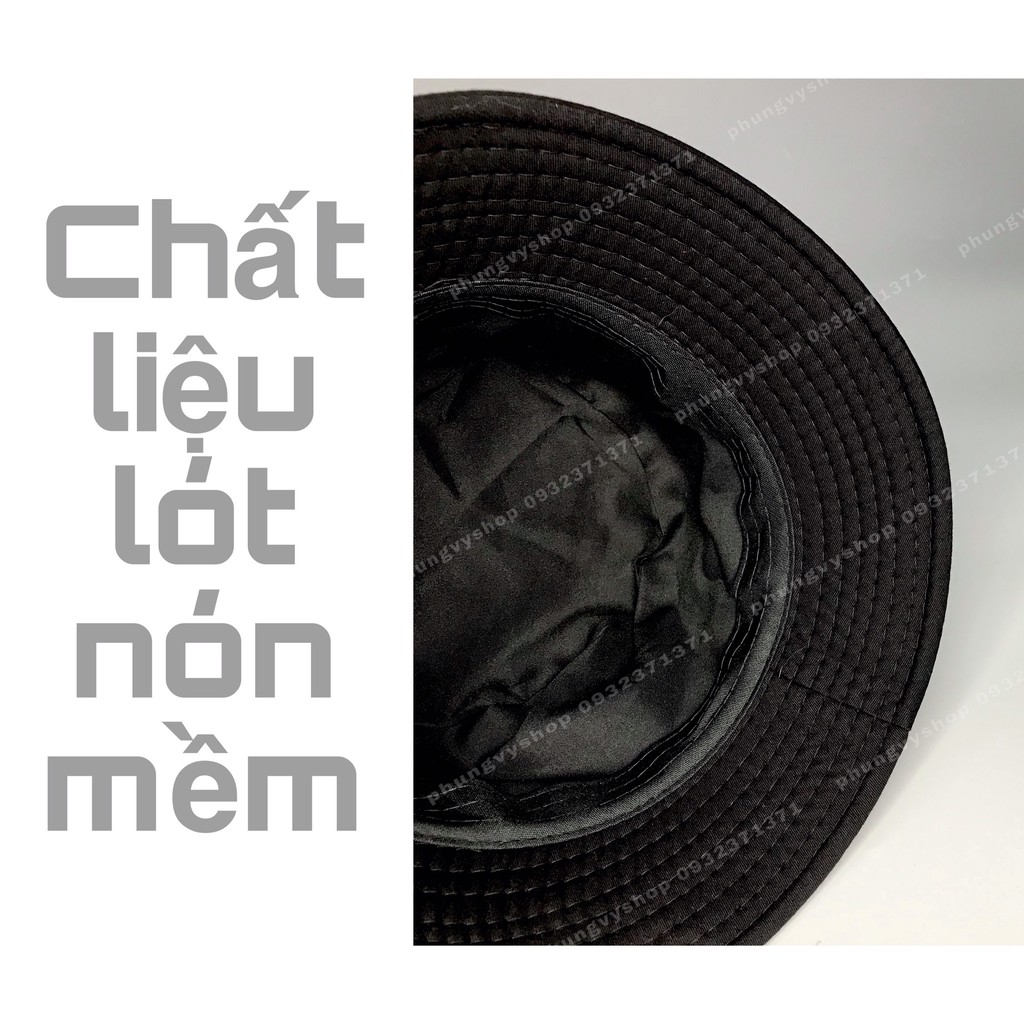 (Loại vải đẹp) Mũ Bucket ĐEN TRƠN- Nón tai bèo