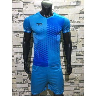 Quần áo đá banh ngắn tay T90 xanh biển 2018-2019