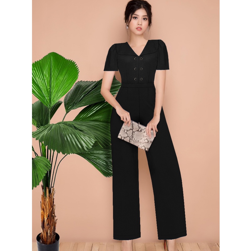 Jumpsuit dài ống suông sang chảnh cổ lá sen đồ bay nữ quý phái TJ1145 | BigBuy360 - bigbuy360.vn