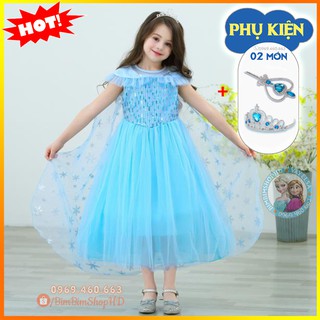 Đầm Elsa. Váy Đầm Công Chúa Elsa Xinh Đẹp Kèm Tà Và Phụ Kiện