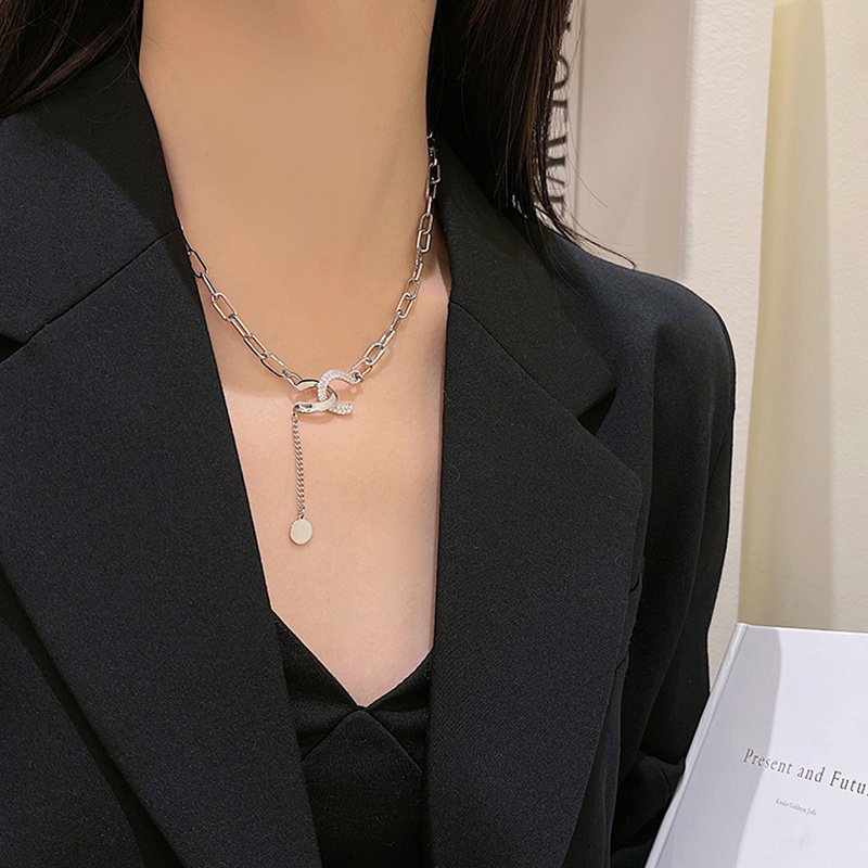 Dây Chuyền Dài Mặt Hình Học Tua Rua Đính Đá Phong Cách Nhật Hàn Độc Đáo