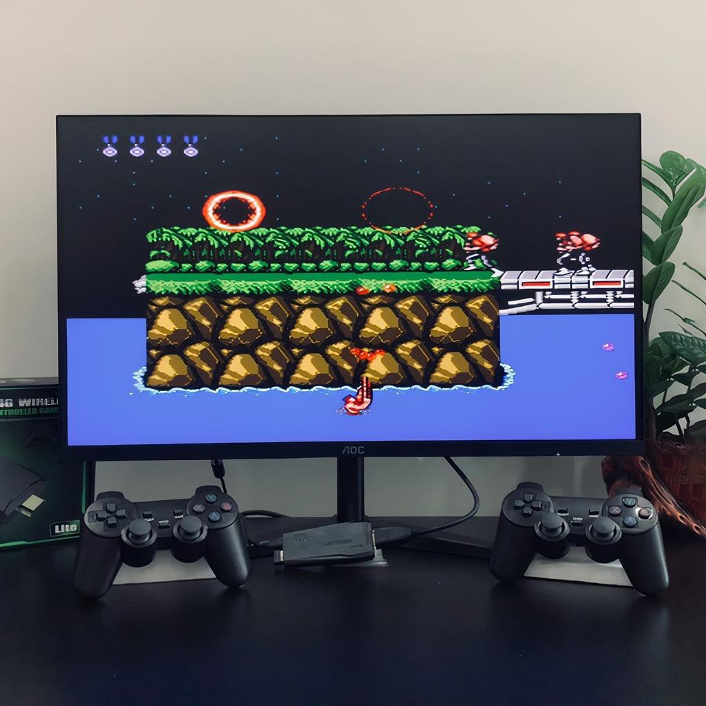 Máy Chơi Game 4 Nút Stick Lite HDMI Tay Cầm Không Dây Tích Hợp 10000+ Game Thùng/GBA/NES/PS1...