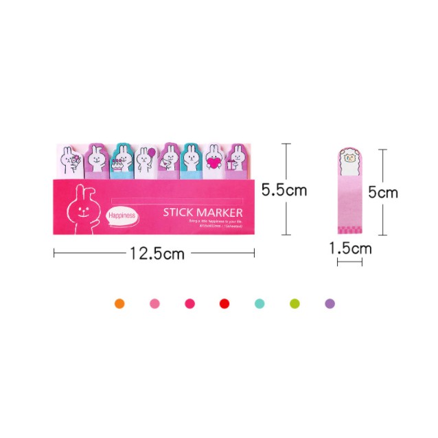 Bộ dấu trang 120 tờ, bookmark, ghi chú dấu trang cho sách, vở hoạt hình cute