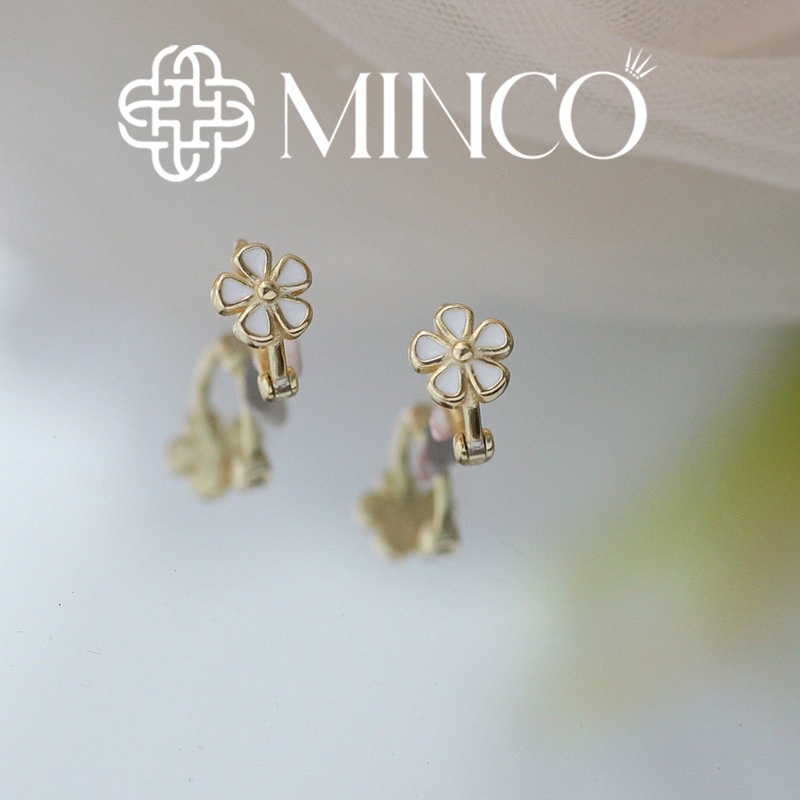 Bông tai nữ hoa anh đào Minco Accessories Hoa tai màu gold 14k phong cách tiểu thư Hàn Quốc BT241