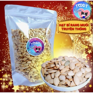 Teddy Meow - Túi 500gr Hạt Bí Rang Muối Truyền Thống Thơm Ngon, Giòn, Đậm vị Nhà Làm (hạt bí nguyên vỏ)