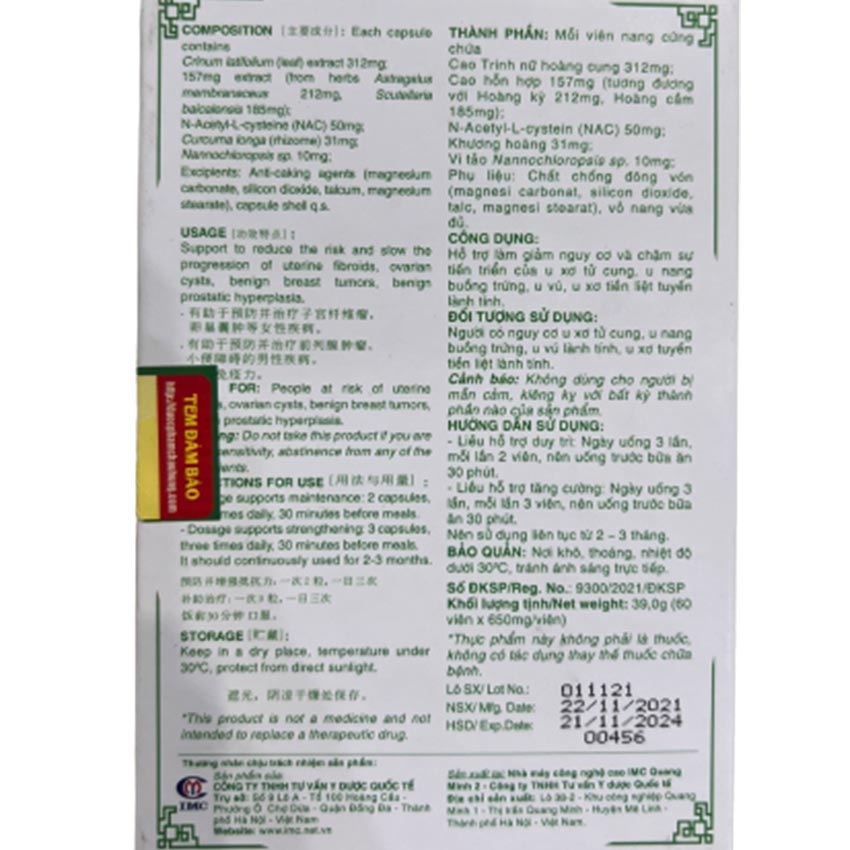 Nga phụ khang platinum hộp 60 viên , hỗ trợ giảm sự phát triển u nang , u xơ ở phụ nữ , Cvspharmacy
