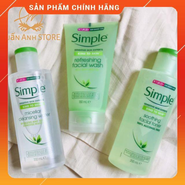 COMBO LÀM SẠCH SIMPLE TẨY TRANG + SỮA RỬA MẶT + NƯỚC HOA HỒNG