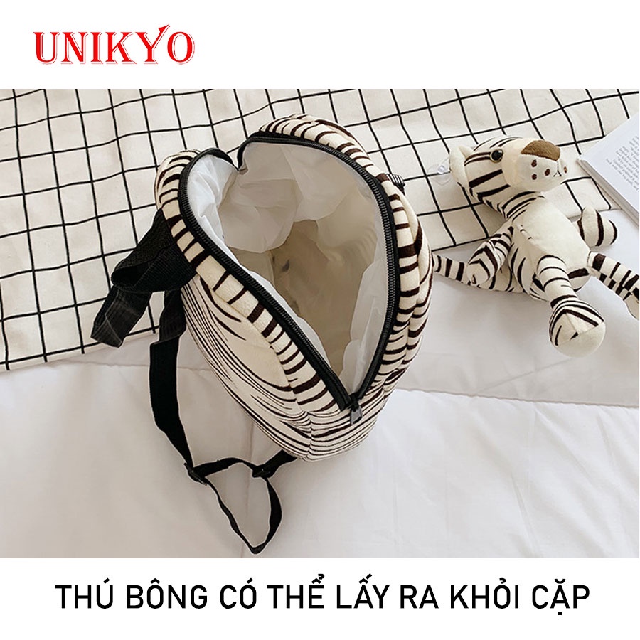 Balo cho bé trai gái mầm non hoạt hình, ba lô trẻ em mẫu giáo động vật chất nhung mịn ngộ nghĩnh dễ thương Unikyo UN57