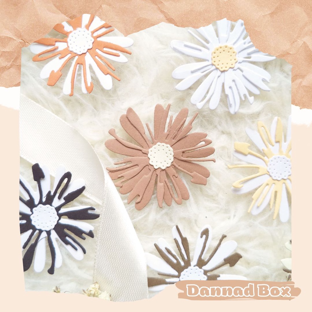 Set 12 Hoa Cúc Diecut Paper Cutting Mix Nhiều Màu Trang Trí Journal