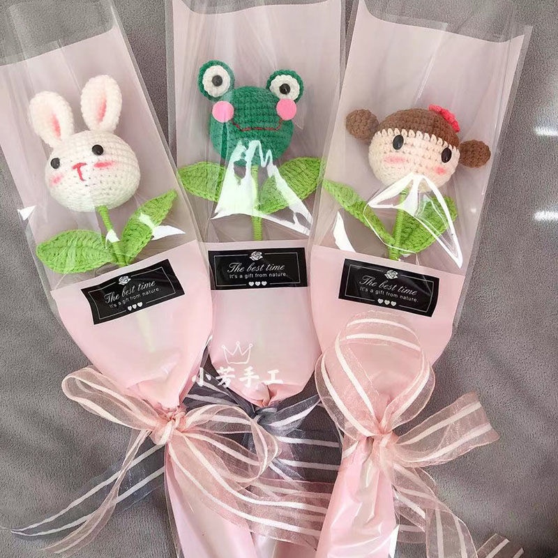 Sản Phẩm Hoàn Thiện Bó Hoa Đầu Búp Bê Đan Móc Thủ Công Hình Động Vật Hoạt Hình Dễ Thương Làm Quà Tặng Kỳ Nghỉ