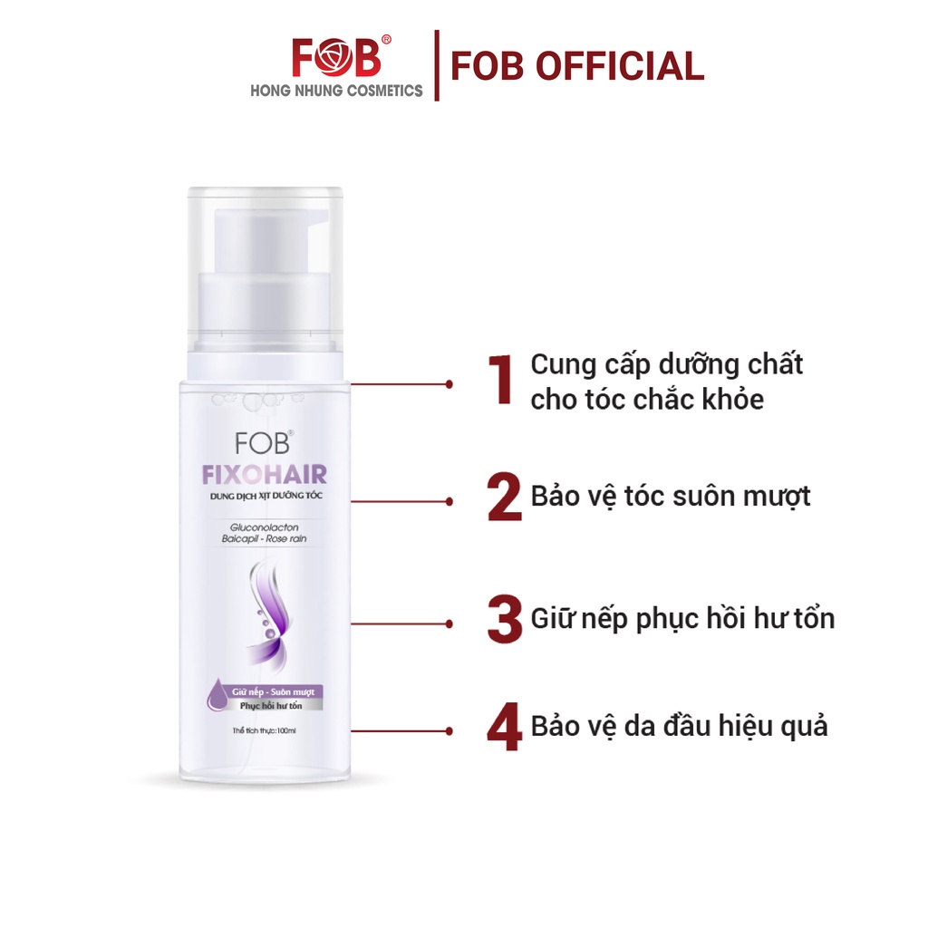 Dung dịch xịt dưỡng tóc - Suôn mượt - giữ nếp - phục hồi hư tổn - FOB® FIXOHAIR