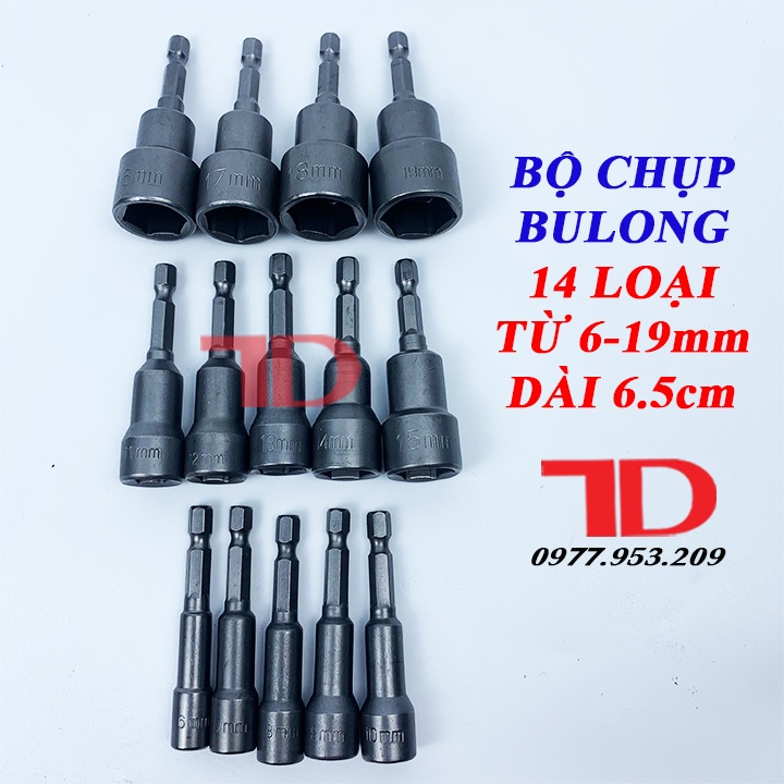 Chụp Bulong cho máy bắn vít, khoan Bán Lẻ Size Từ 6mm - 19mm