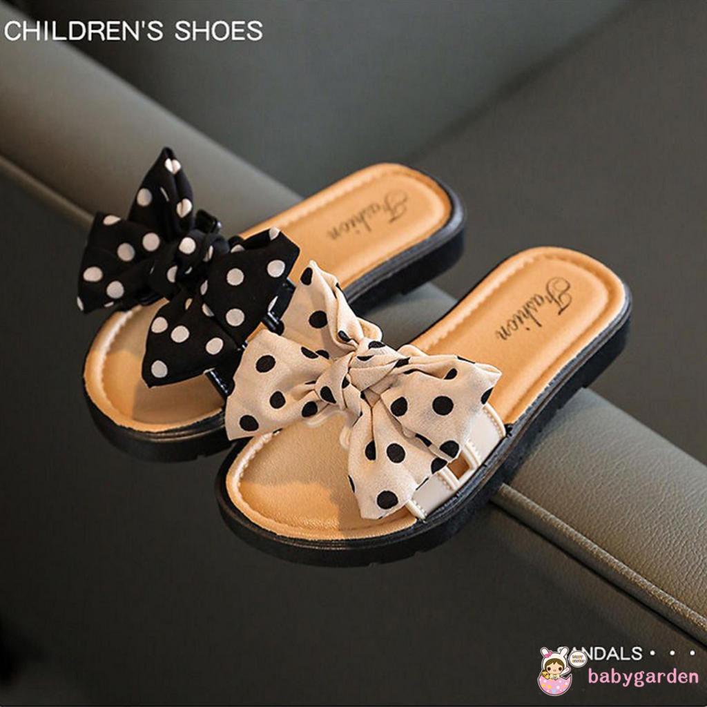 Dép quai ngang đính nơ chấm bi chống trượt thời trang đi biển mùa hè cho bé gái