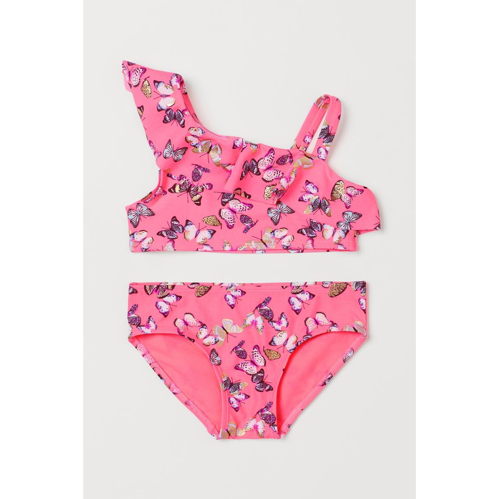 Áo bơi bikini hồng neon bướm HM H&amp;M sz 6-8y fom nhỏ _hàng chính hãng Anh