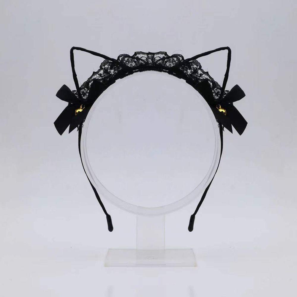 Băng Đô Cài Tóc Bằng Vải Ren Không Trơn Có Chuông Cổ Điển Cho Nữ