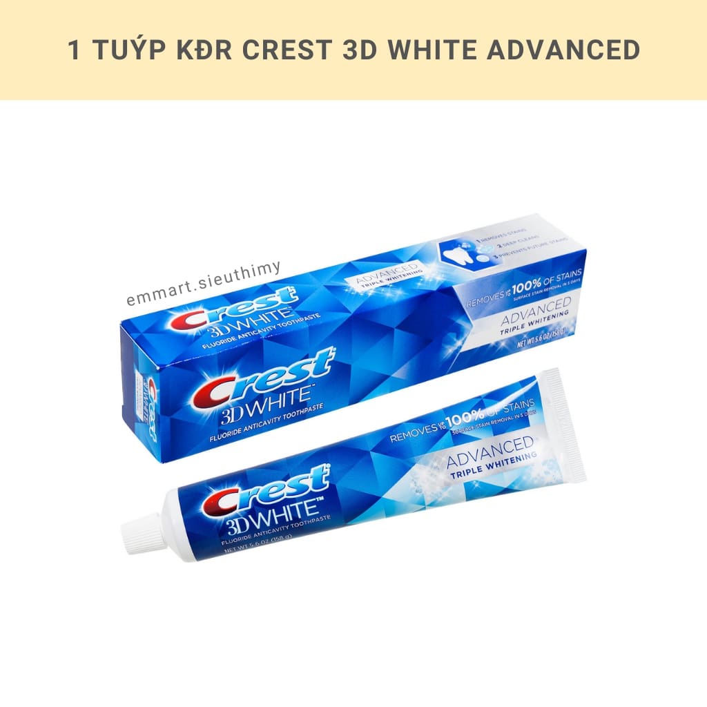 Kem đánh trắng răng Crest 3D White Advanced Whitening 158g