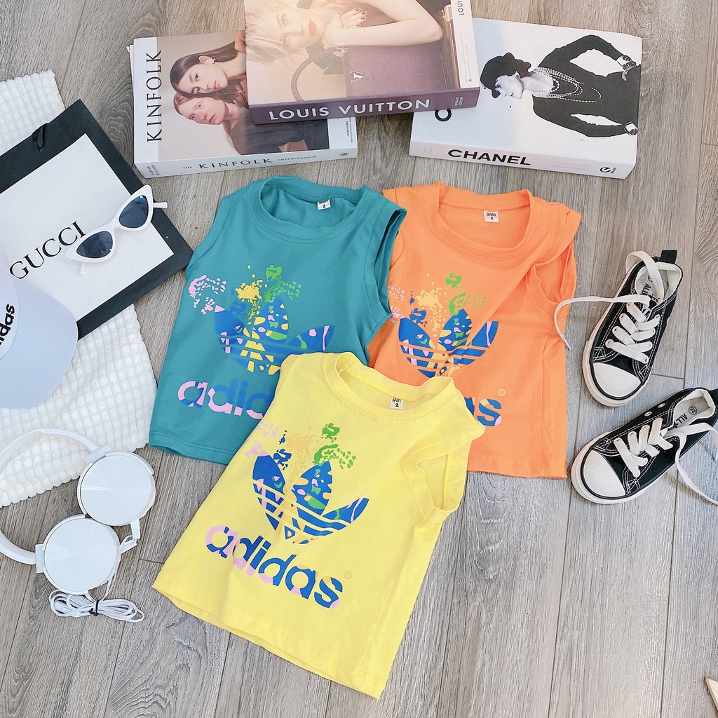 Bộ ba lỗ bé trai chất cotton QC họa tiết ba lá thấm hút mồ hôi tốt cho bé